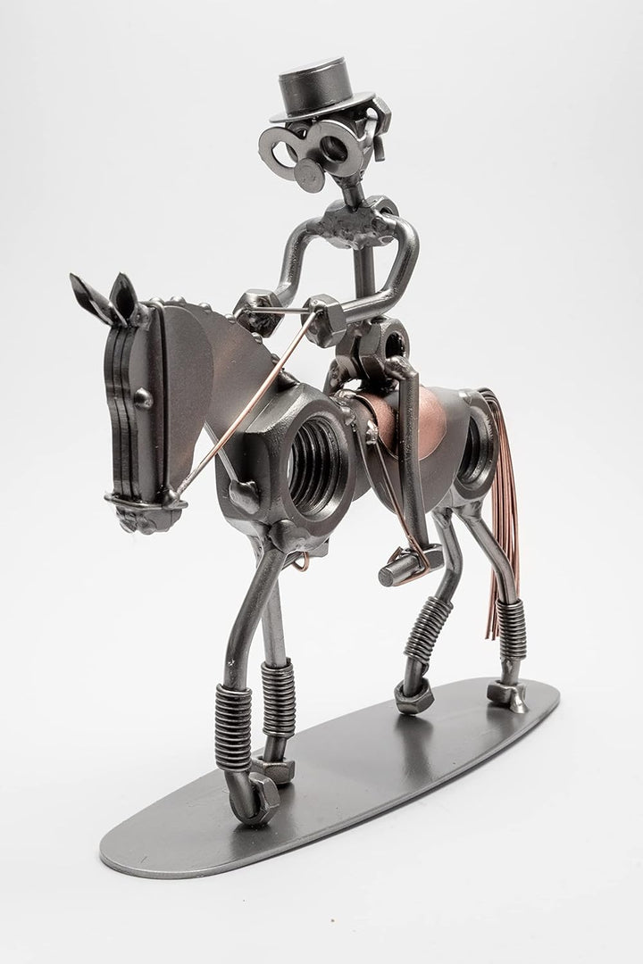 STEEMO Schraubenmännchen Dressur-Reiter Pferde-Geschenk Metall-Deko 22x6x21 cm