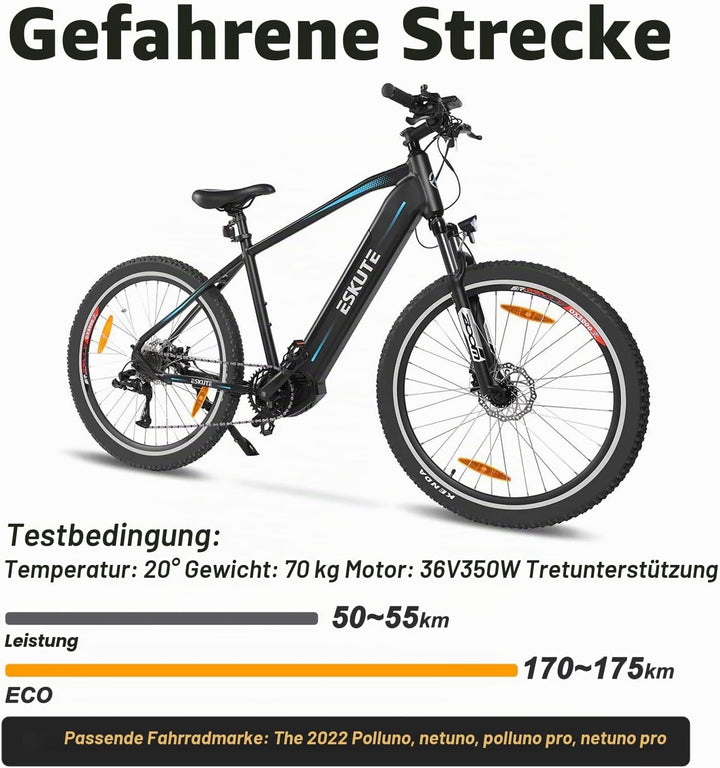 SEASON ebike Akku 36V 14.5Ah Ersatzakku mit 2A Ladegerät, 537Wh Built-in Rahmenakku für Elektrofahrr