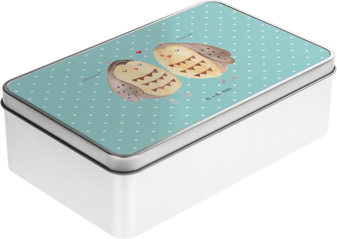 Mr. & Mrs. Panda Metalldose rechteckig Eulen Liebe - Geschenk, Aufbewahrungsbox, Container, Keksdose