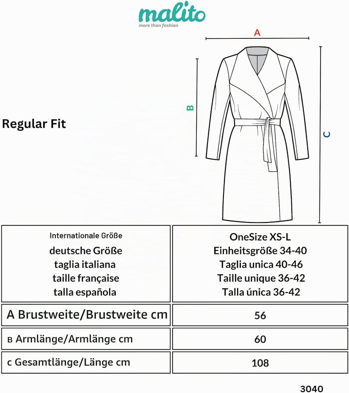 malito Damen Mantel lang mit Wasserfall-Schnitt | Trenchcoat mit Gürtel | weicher Dufflecoat | Parka