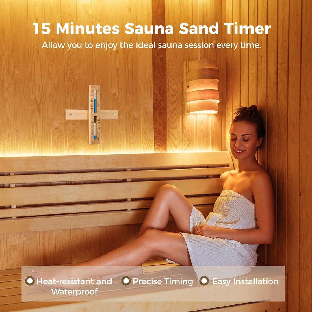 15-Minuten-Sauna-Sanduhr, Sauna-Sanduhr, 15-Minuten-Sanduhr aus Rotzeder mit blauem Sand, hitzebestä