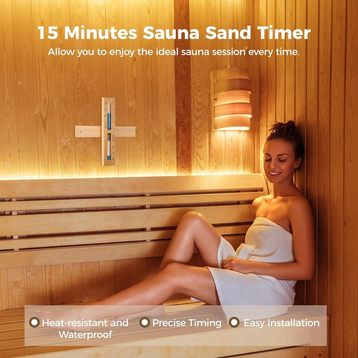 15-Minuten-Sauna-Sanduhr, Sauna-Sanduhr, 15-Minuten-Sanduhr aus Rotzeder mit blauem Sand, hitzebestä