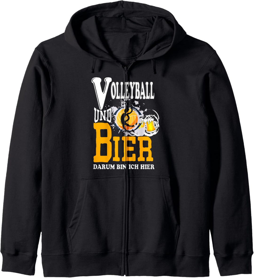 Volleyball und Bier outfit Bauch Hackedicht Biermarke Kapuzenjacke