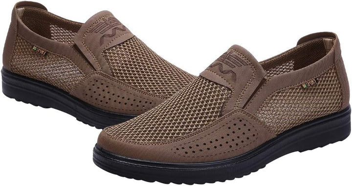 Jamron Herren Sommer Atmungsaktiv Mesh Loafers Fahrschuhe Leicht Freizeit Sneakers 39.5 EU Braun, 39
