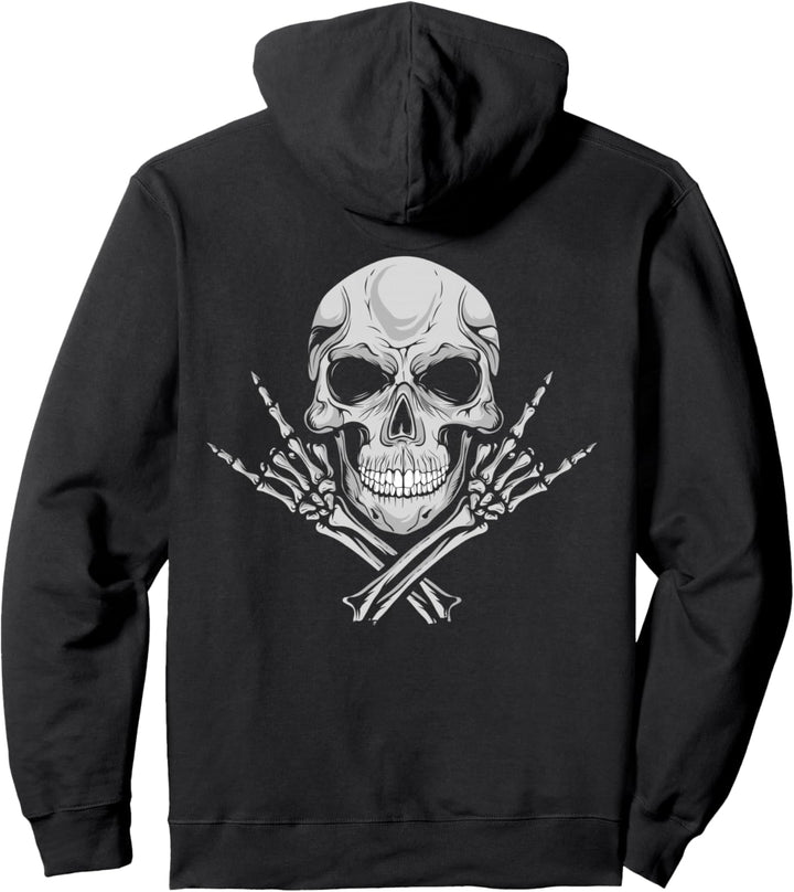 Mano Cornuta - cooler Musik Totenkopf Rocker Gruss Totenkopf Pullover Hoodie
