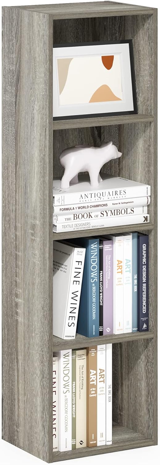 Furinno Pasir 4-Tier-Bücherregal mit offenem Regal, französischer Eiche Französische Eiche 23.7 x 30