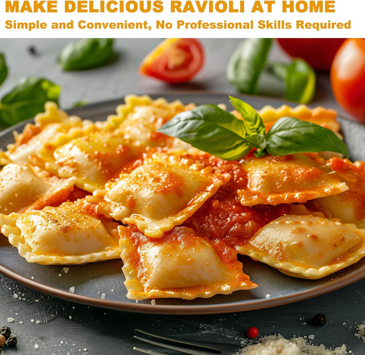 4 Stück Ravioli-Maker aus Aluminium mit 12 Löchern, Knödelformer mit Nudelholz Teigtaschenrad Former