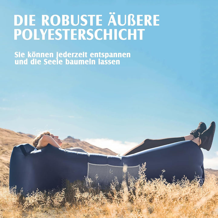 AngLink Luftsofa 2022, Neuer Kissenentwurf, wasserdichtes, aufblasbares Air Lounger mit 2 Lufteinlas