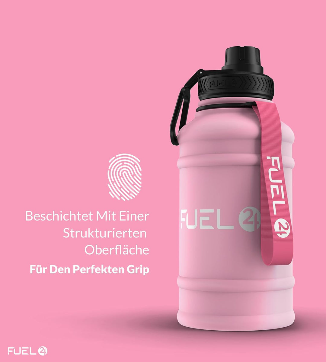 Fuel24 Extra Stark Trinkflasche Metall 1.3L & 2.2L - Auslaufsicher & BPA-Frei Wasserflasche Edelstah