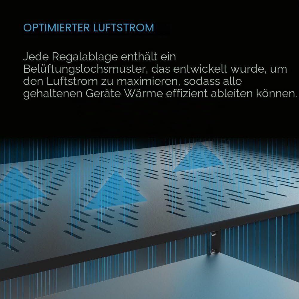 AC Infinity Universalregal mit Belüftungsöffnung, 1U, 35,6 cm tief, für 48,3 cm grosse Geräteregale,