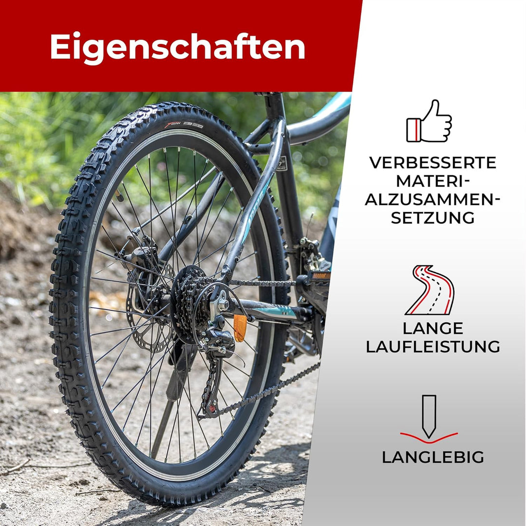 Fincci Set Paar Fahrradreifen 26 x 1.95 Zoll 50-559 Faltbar 60 TPI Reifen mit Autoventil Fahrradschl
