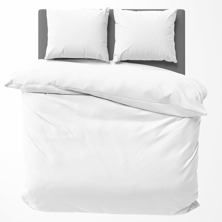 Visaggio Baumwolle Bettwäsche 220x240 cm Einfarbige Bettbezug Garnitur Schlafzimmer Set Weiss 240 x
