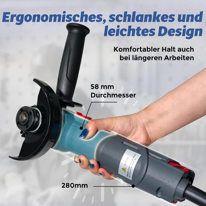 FANZWORK 125mm Winkelschleifer 1900W(Max) Bürstenloser EC Motor | 2 kg Leicht, Schutzhaube 125mm *1,