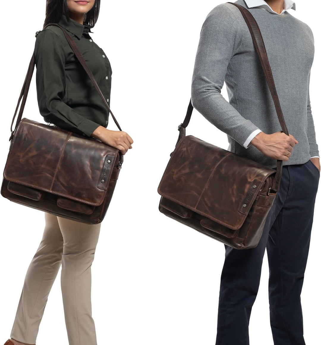 STILORD 'Curtis' Umhängetasche Leder als Messenger Bag oder Aktentasche Vintage Laptoptasche 15,6 Zo