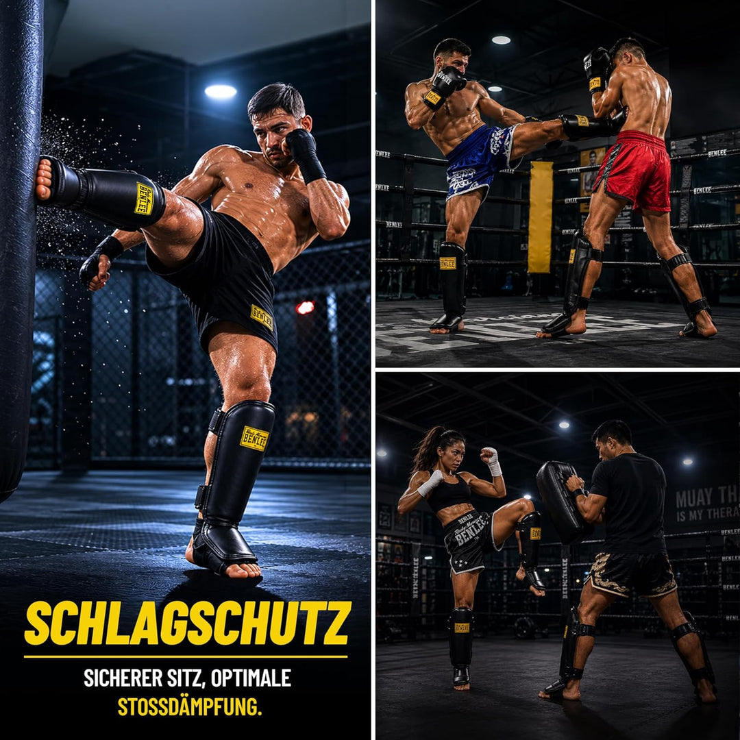 BENLEE Schienbeinschoner aus Kunstleder (1 Paar) Guardian Schwarz L-XL Single, Schwarz L-XL Single