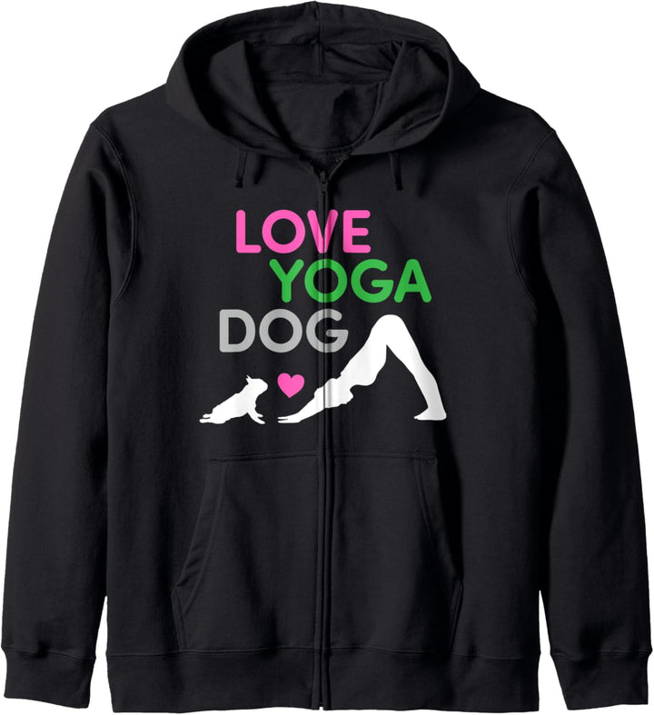 All I Need Is Love And Yoga And A Dog Französische Bulldogge Yoga Kapuzenjacke