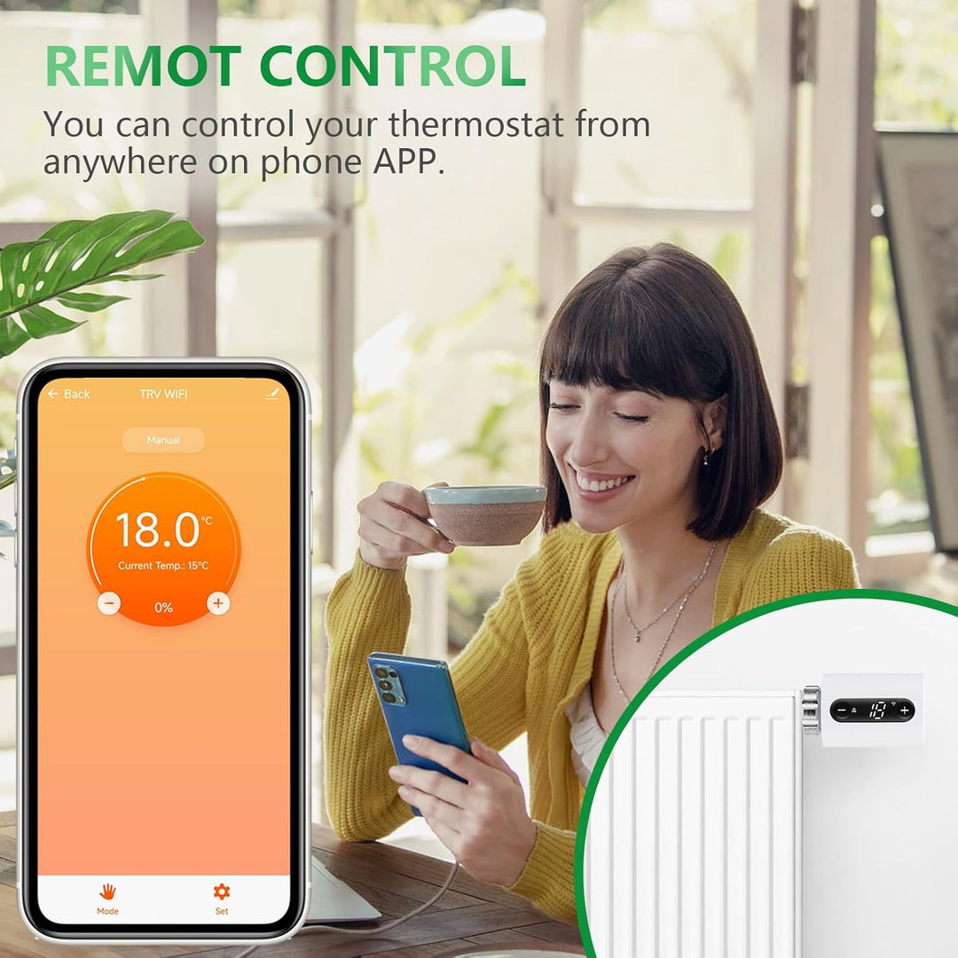 Wengart WiFi Heizkörperthermostat WG360, 2,4 GHz Tuya APP Heizkörperventil, programmierbares TRV zur