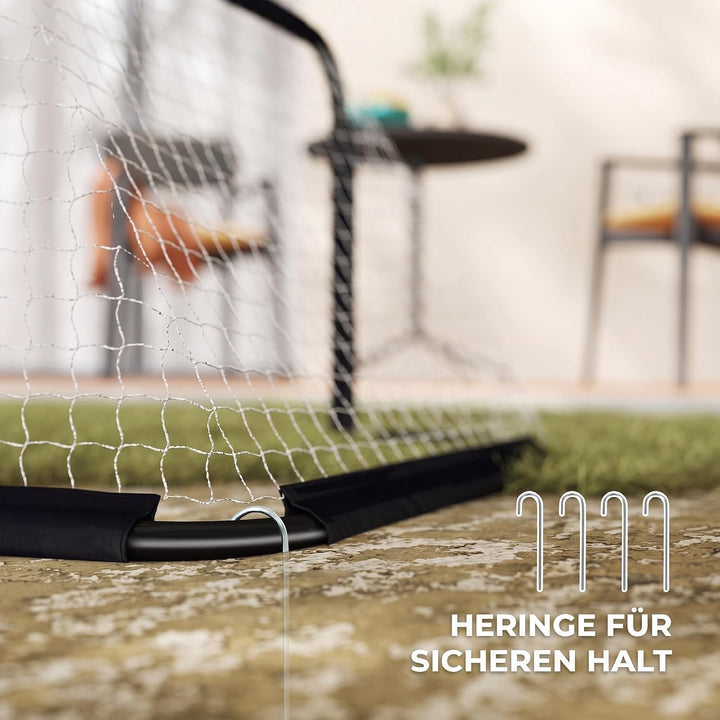 HOMCOM Fussballtor 2er Set Klappbar Fussballtore mit Metallrahmen für Kinder und Erwachsene, Garten,