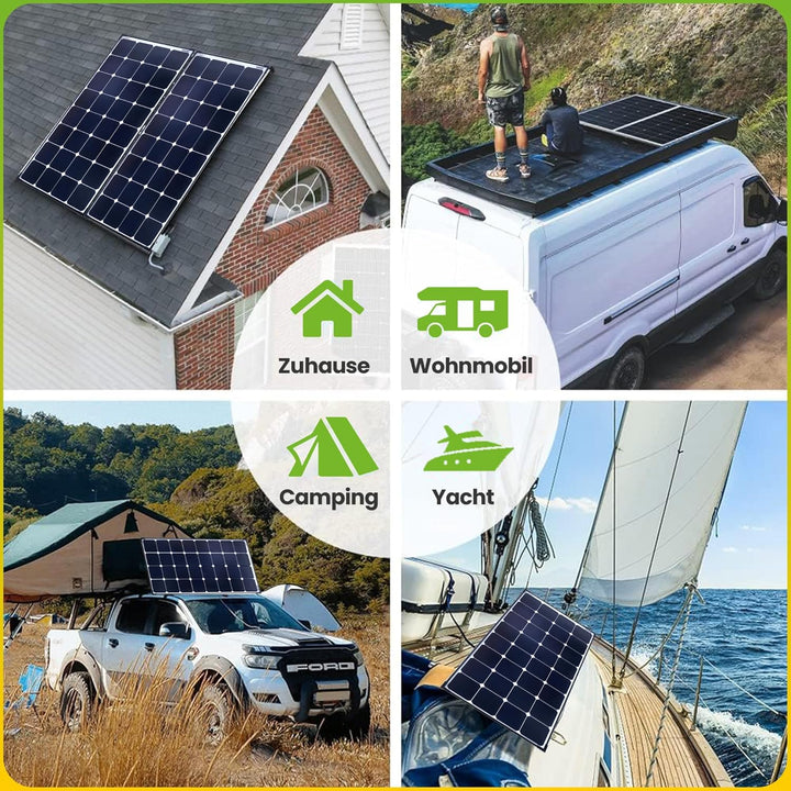 12V Solaranlage für Wohnwagen SM120/12V MPPT - Komplett-Set 120 Watt für Wohnmobil mit MPPT Laderegl