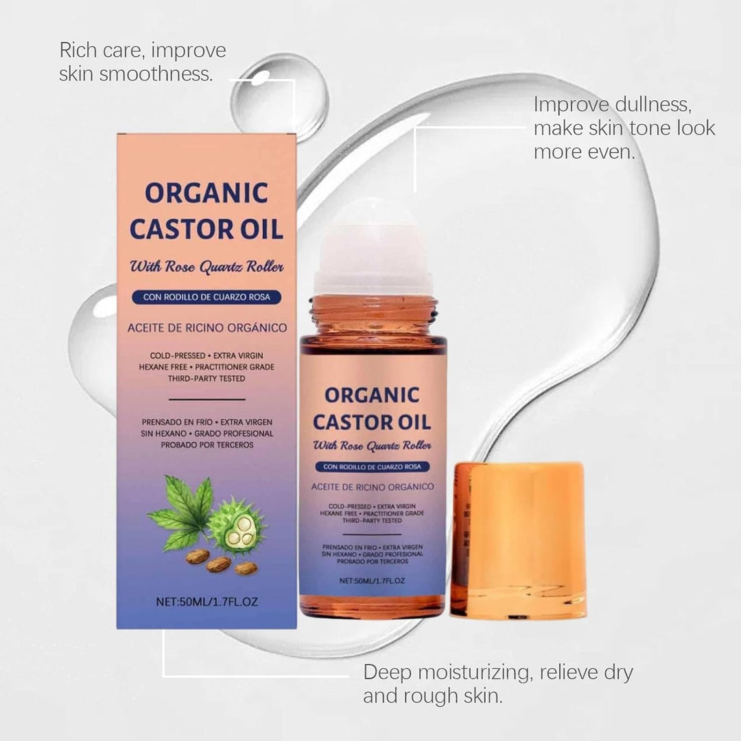 Bio-Rizinusöl Rosenquarz-Roller, Organic Castor Oil Rose Quartz Roller Ball, Rizinusöl Kaltgepresst