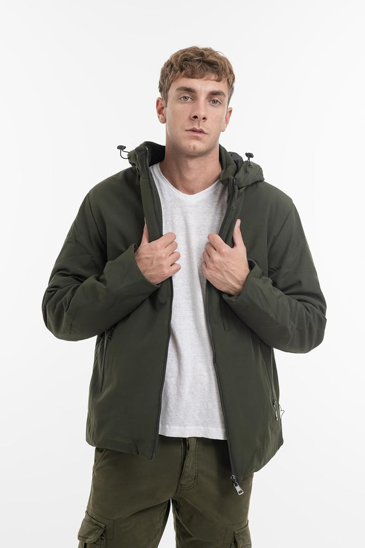 TONY BACKER Herren-Winterjacke, Softshelljacke, wasserdicht, winddicht, mit Kapuze, warme Jacke für