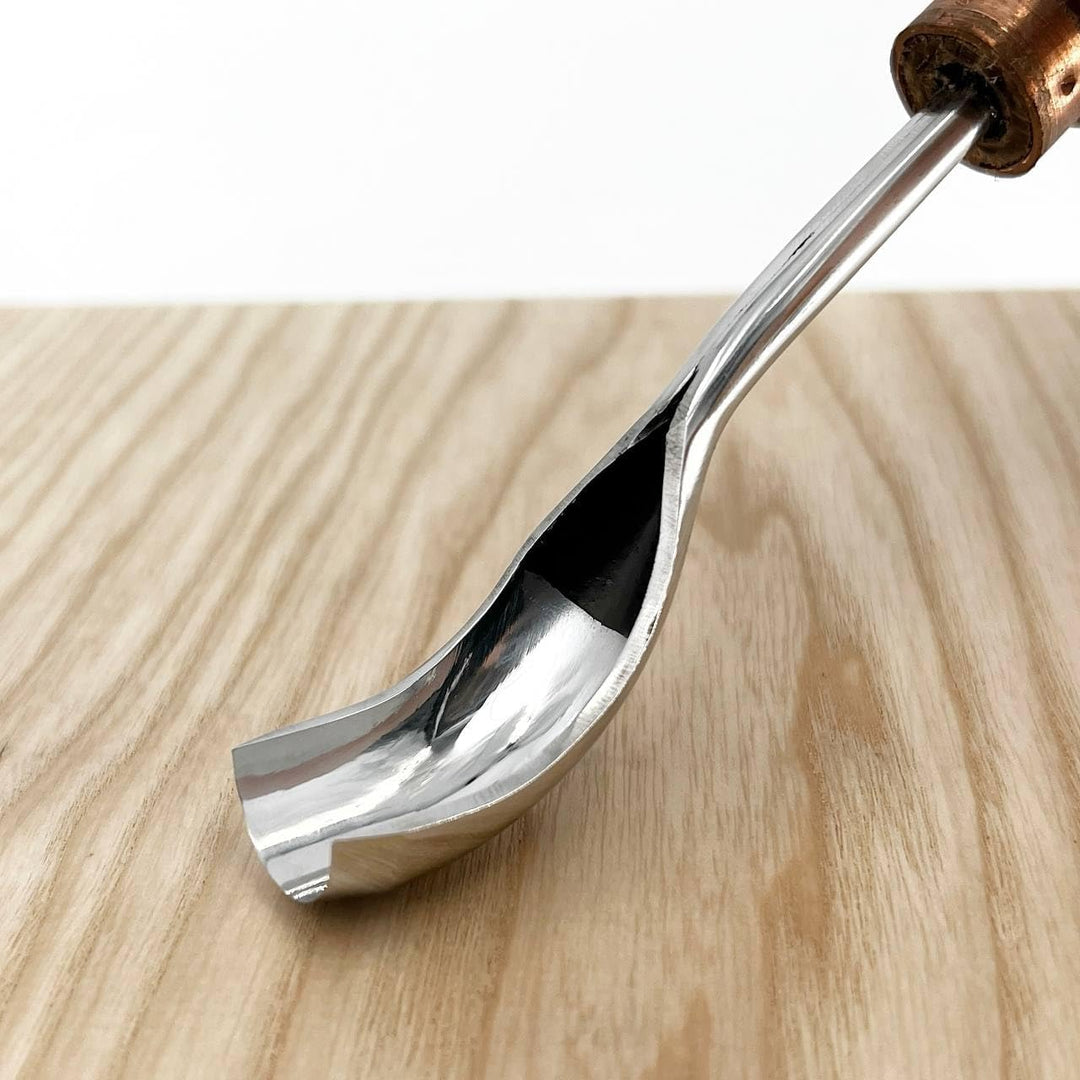 STRYI Profi Schnitzwerkzeug: Gebogenes Hohleisen 20mm (Bent Gouge), Hochwertiger Carbonstahl, Handge