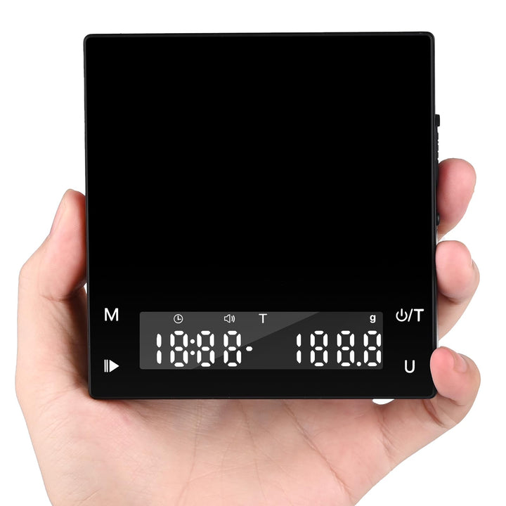 Digitale Kaffeewaage mit Timer, Espresso Waage mit 0,1g Präziser Graduierung, USB Aufladbar Feinwaag