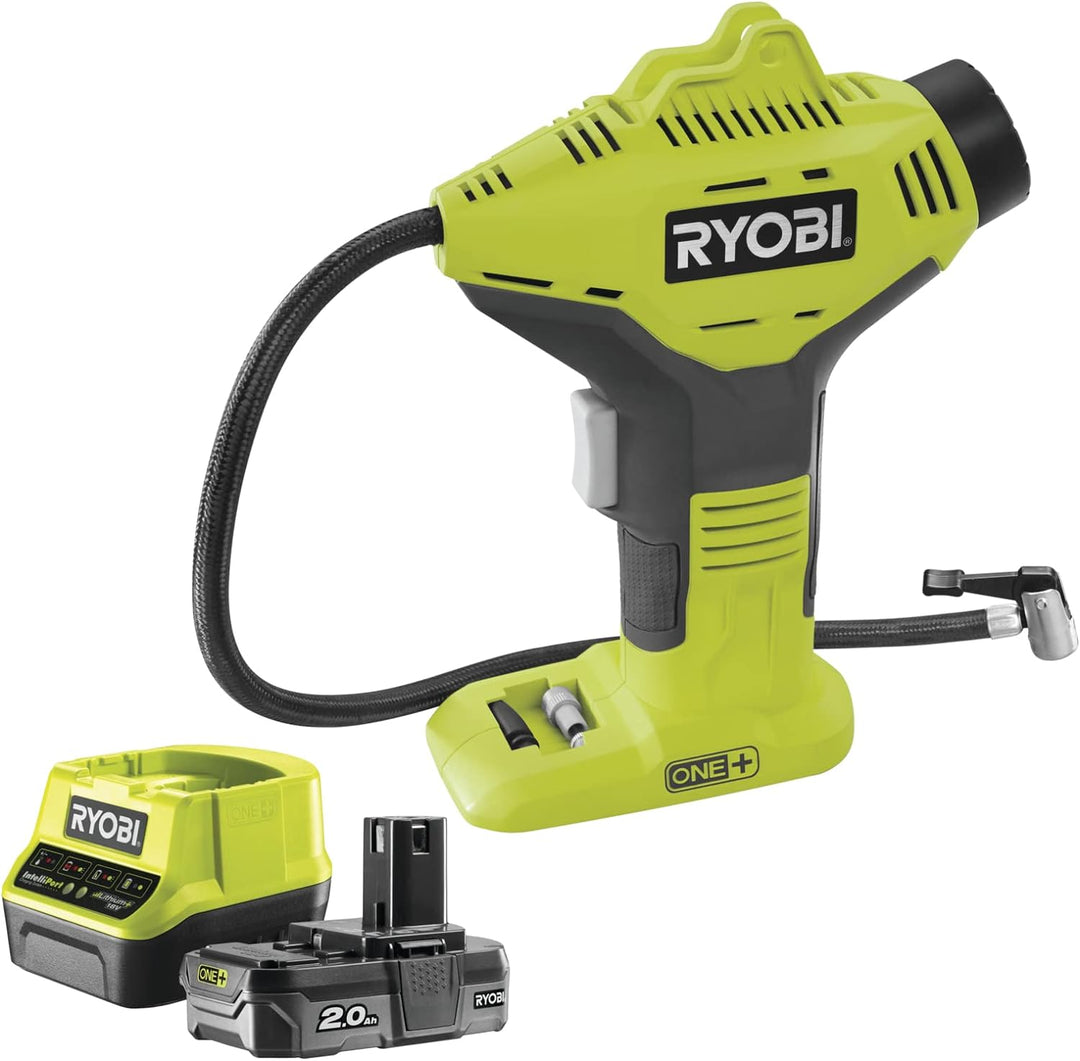 RYOBI 18V ONE+ Akku-Handkompressor R18PI-120GJ (Luftstrom 16 l/min, Max. Druck 10,34 bar, inkl. 3 Au