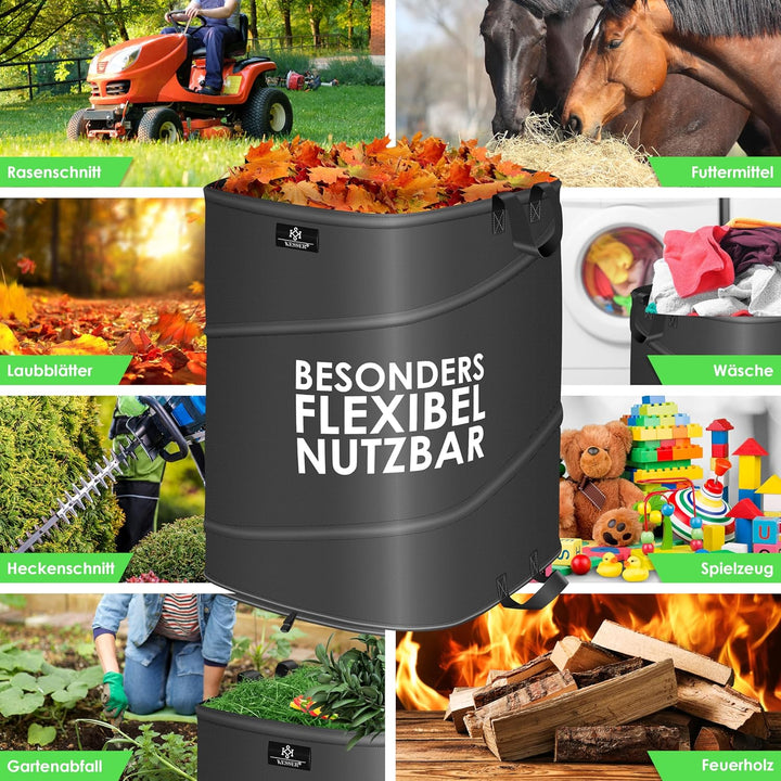 KESSER® Pop-Up-Gartensack 219L Laubsack Gartenabfallsack inkl. Handschuhe | Selbststehend mit Griffe