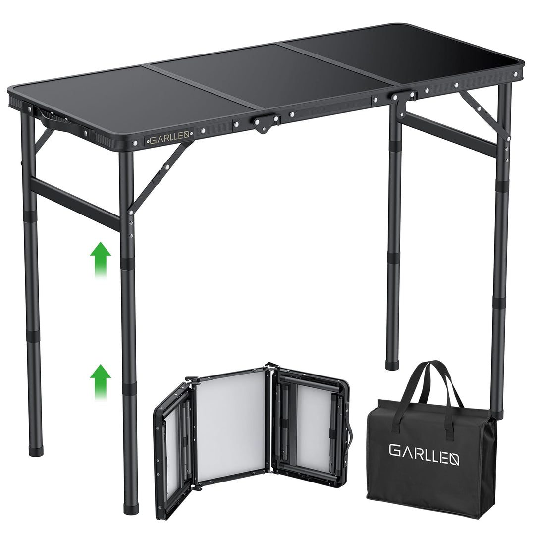 GARLLEN Campingtisch klappbar, 87x40cm & 3 einstellbare Höhen(26/48/70cm), Klapptisch Camping Tisch,