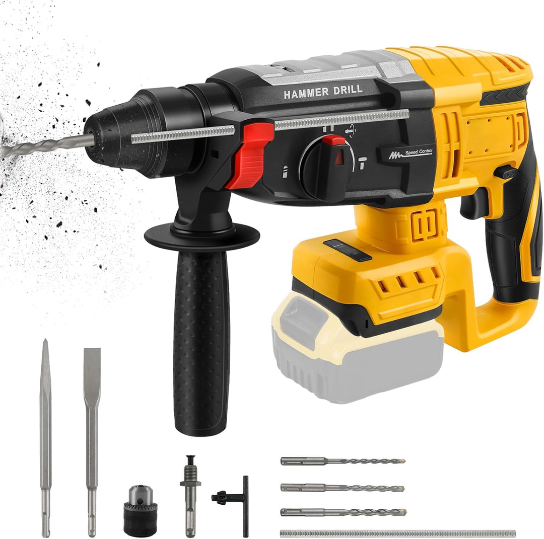 Roadtime Professional Bohrhammer 600W kompatibel mit DeWalt 20V Akku(ohne Akku),Abbruchhammer Geschw