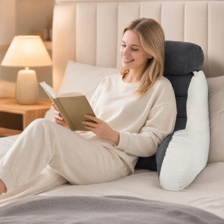 Lesekissen für Bett &amp; Sofa 65x60cm mit Armlehnen, Grau