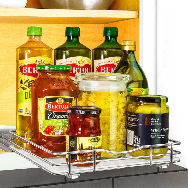 LYNK PROFESSIONAL® Gewürzregal zum Herausziehen für Schrank, 26,4 cm breit, ausziehbares Regal, ausz
