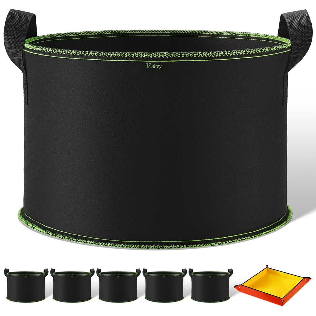 5X 60L Pflanzsäcke mit Pflanzmatte, AtmungsaktivBeutel Pflanzsack mit Griffe für Kartoffeln, Tomaten