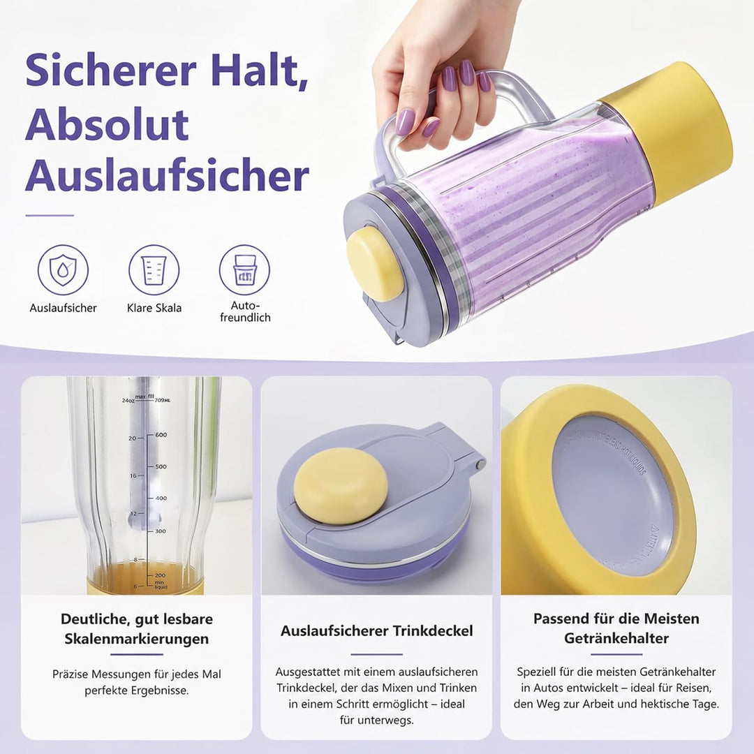 710 ml Reisebecher Ersatz für Ninja Blend Boss Becher, Lila | Mixbecher mit BPA-freier, Undicht, Bru