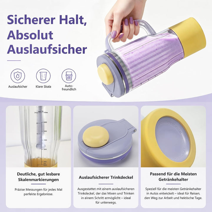 710 ml Reisebecher Ersatz für Ninja Blend Boss Becher, Lila | Mixbecher mit BPA-freier, Undicht, Bru