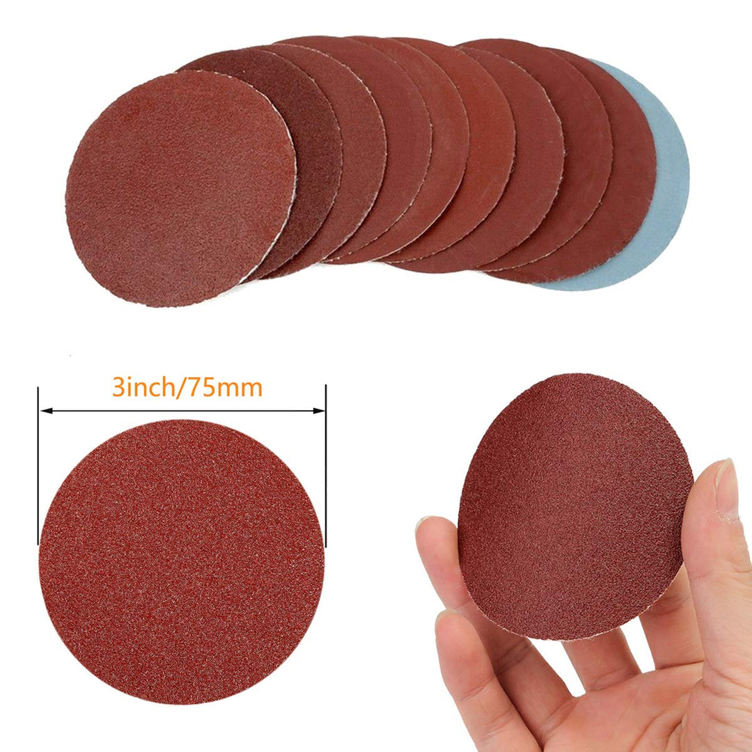 Saipor 100-teilig Schleifscheiben 75mm Schleifblätter Klett Schleifpapier Schleifscheibe, je10x 80 1
