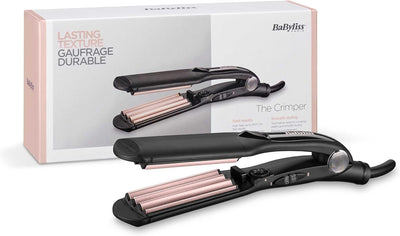 BaByliss The Crimper Kreppeisen mit 10 Temperaturstufen bis 210°C und Abschaltautomatik In rosa Schw