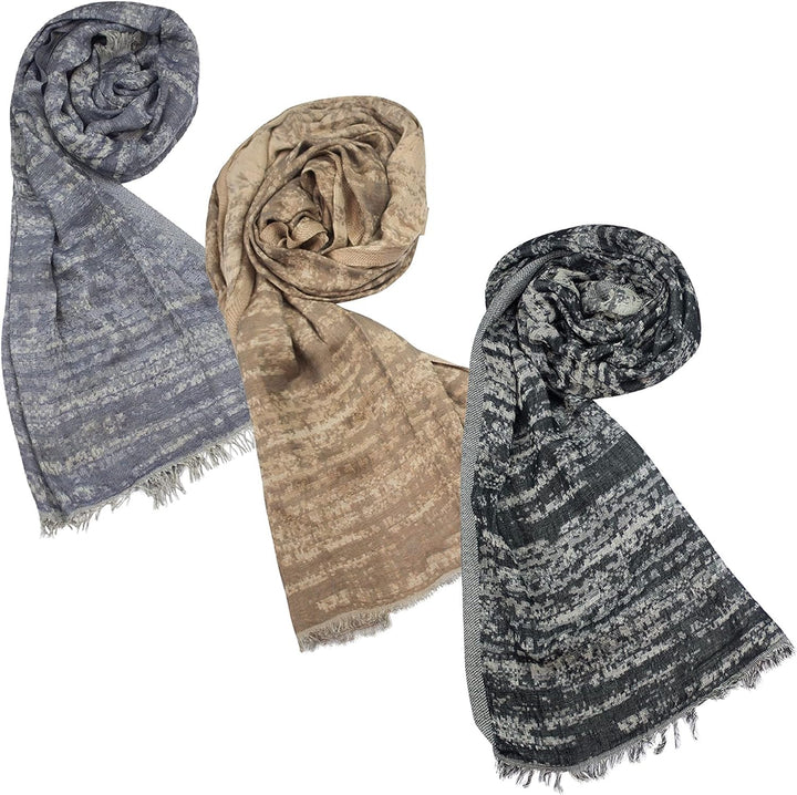 Sunsa 3er Set Damen/Herren Schals, weich Winter Halstuch aus Baumwolle & Viskose. Grosse Unisex Herb