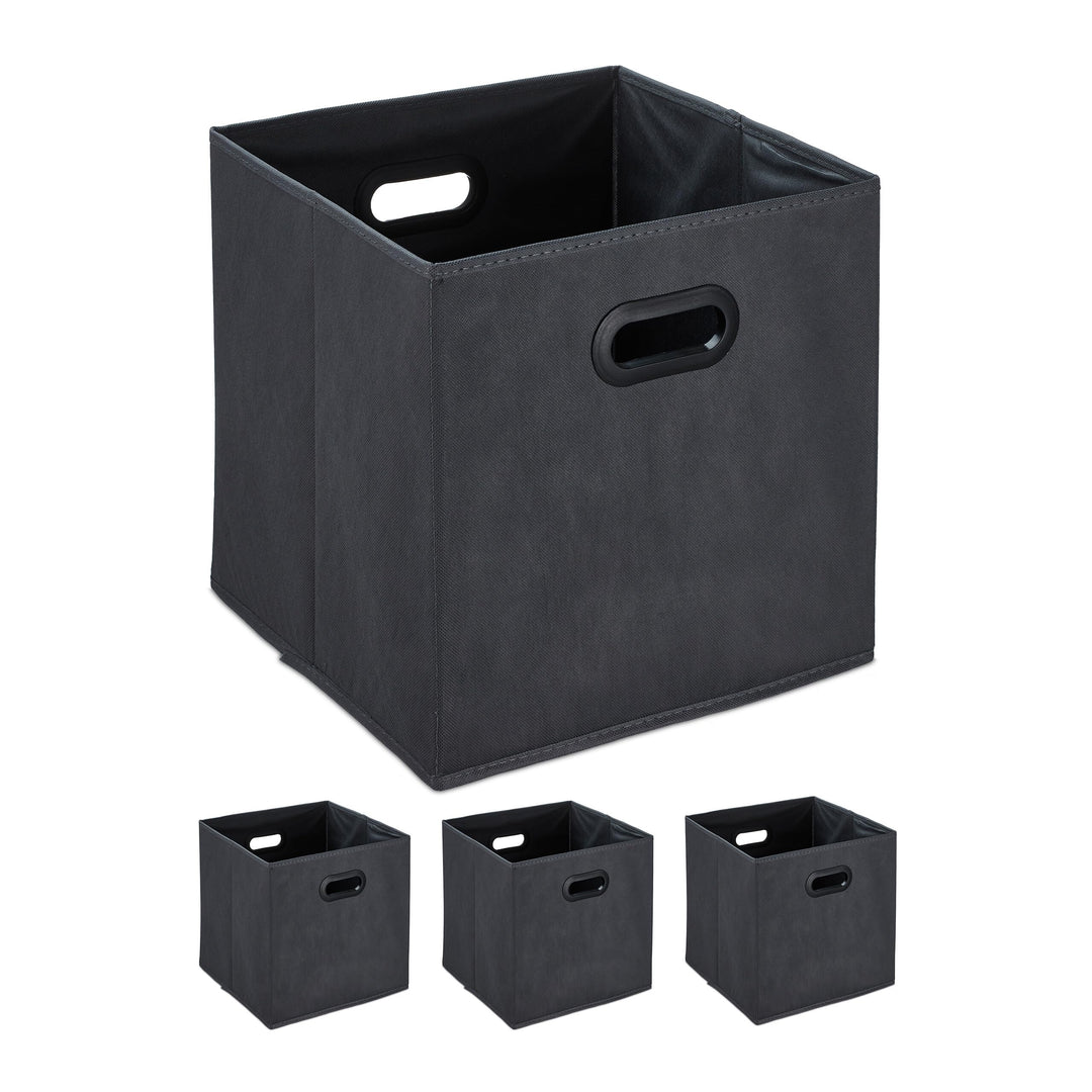 Relaxdays Aufbewahrungsbox, 4er Set, Faltbare Regalboxen, Grifflöcher, HBT 32 x 33 x 33 cm, Faltboxe