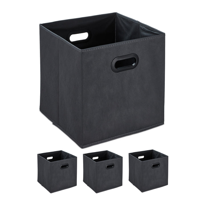 Relaxdays Aufbewahrungsbox, 4er Set, Faltbare Regalboxen, Grifflöcher, HBT 32 x 33 x 33 cm, Faltboxe