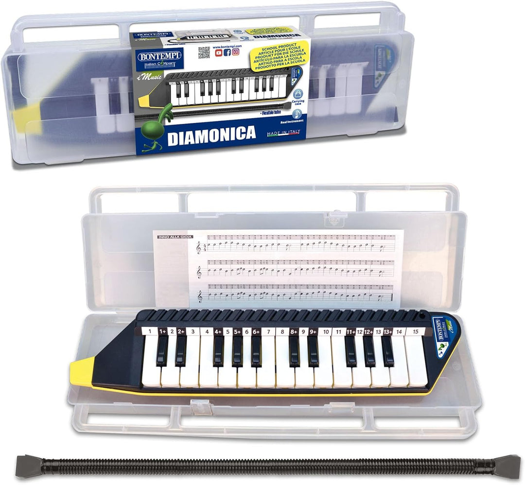 Bontempi 33 4262 – Melodica 25 Tasten mit seinem Schutzhülle, 334262, weiss schwarz