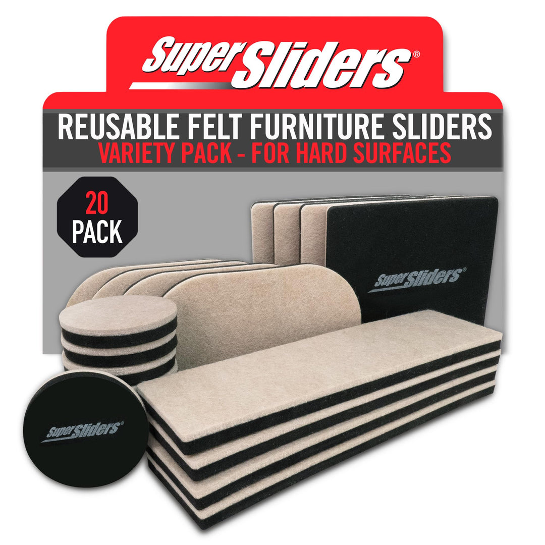 Super Sliders 4712595Z Wiederverwendbare Filz-Möbelgleiter All-in-One Kit für Harte Bodenoberflächen