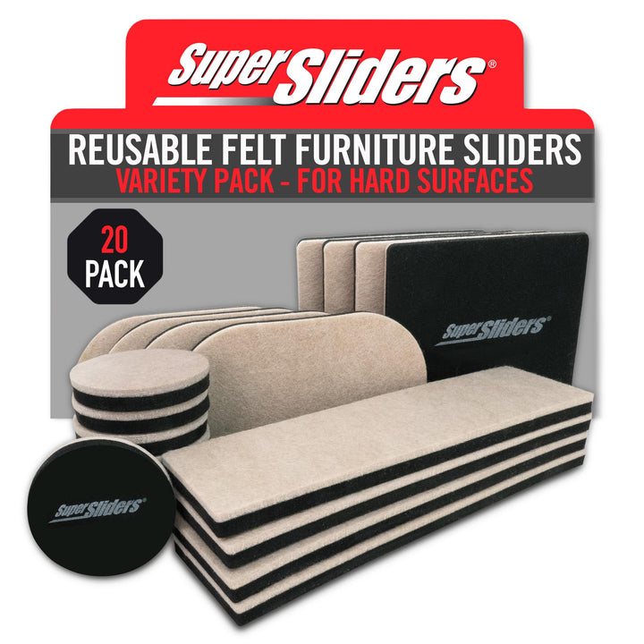Super Sliders 4712595Z Wiederverwendbare Filz-Möbelgleiter All-in-One Kit für Harte Bodenoberflächen