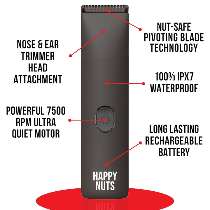 HAPPY NUTS The Lumberjack Elektrischer Körper- und Leistenhaar-Trimmer für Männer, Körperfriseur-Set