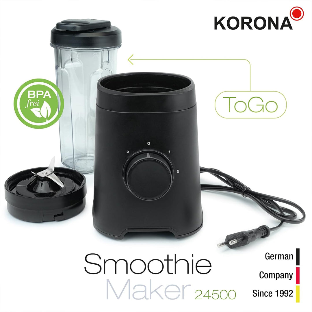 Korona 24500 Smoothie Maker | mit 2 Leistungsstufen & Pulse Funktion |für ein homogenes Mixergebnis