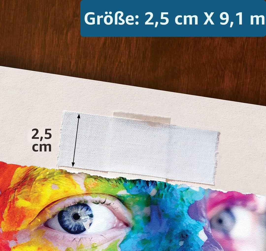 Lineco L533-1025 Gummiertes Leinenband, 2,5 cm x 9,2 m, Weiss