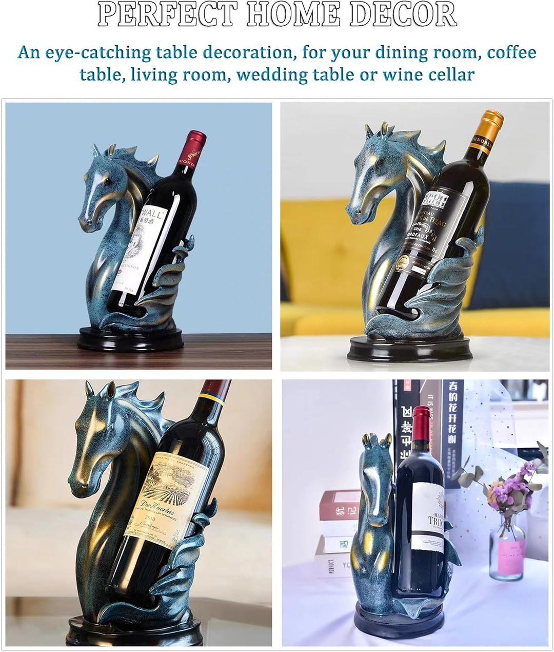 LL-COEUR Pferd Weinflaschenhalter Dekoration Weinregal Kreative Weinständer Handwerk Wein-Rahmen Wei