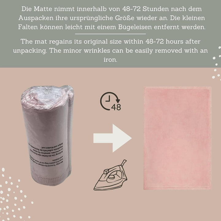 Wolkenweiche Spielmatte Baby 200x150x2,5cm, Rosa – Kinderzimmer Teppich mit hochwertigem Memory-Scha