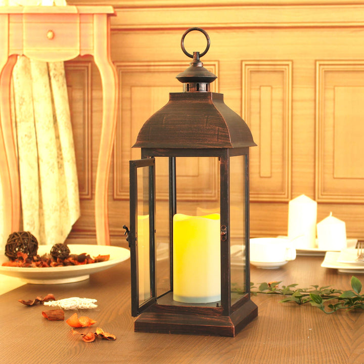 WRalwaysLX Dekorative Laterne mit Tanzender Flamme LED-Timer-Kerze, Riesenlaterne für den Garten- /